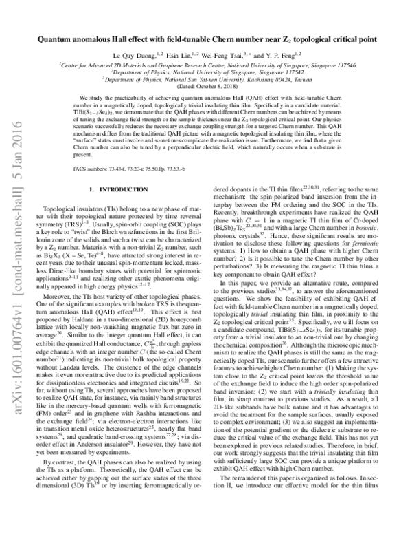 (PDF) Quantum anomalous Hall effect with field-tunable Chern number ...