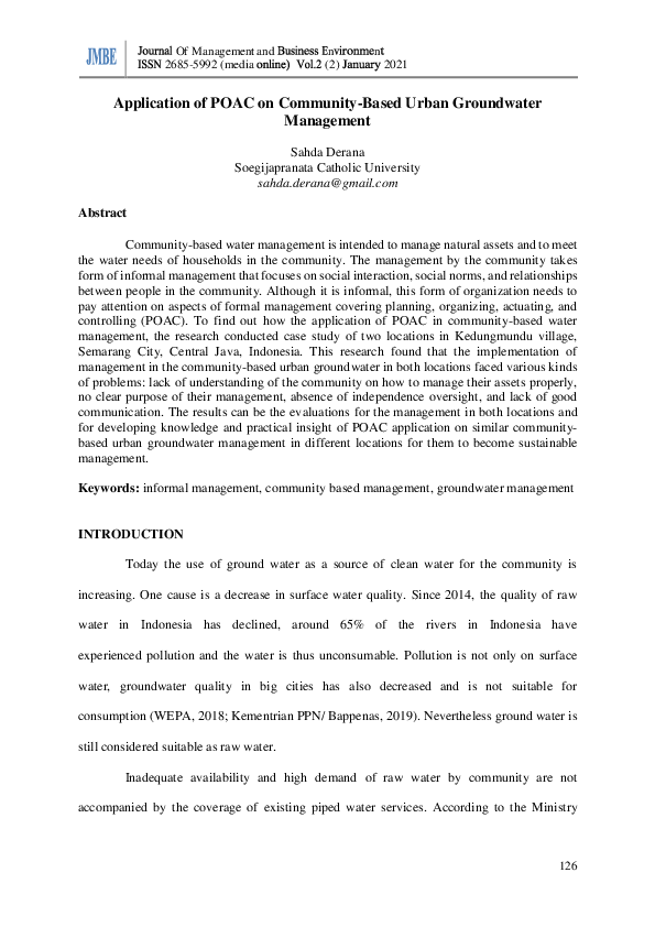 (PDF) Application of POAC on Community-Based Urban Groundwater Management