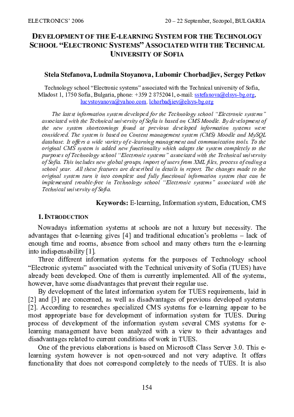 (PDF) Development of the E-Learning System for the Technology School ...