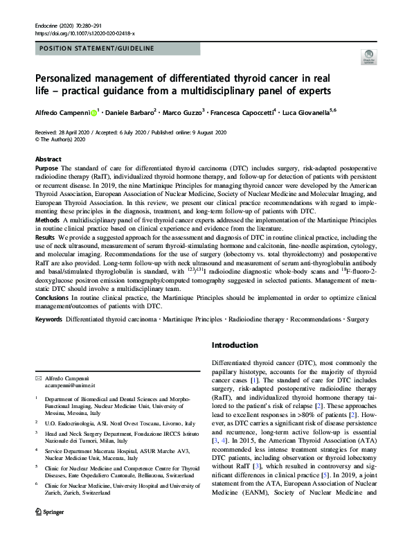 (PDF) Personalized management of differentiated thyroid cancer in real ...