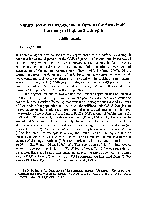 (PDF) Natural Resource Management Options for Sustainable Farming in ...