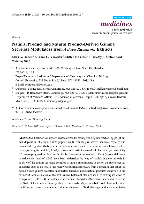 (PDF) Natural Product and Natural Product-Derived Gamma Secretase ...