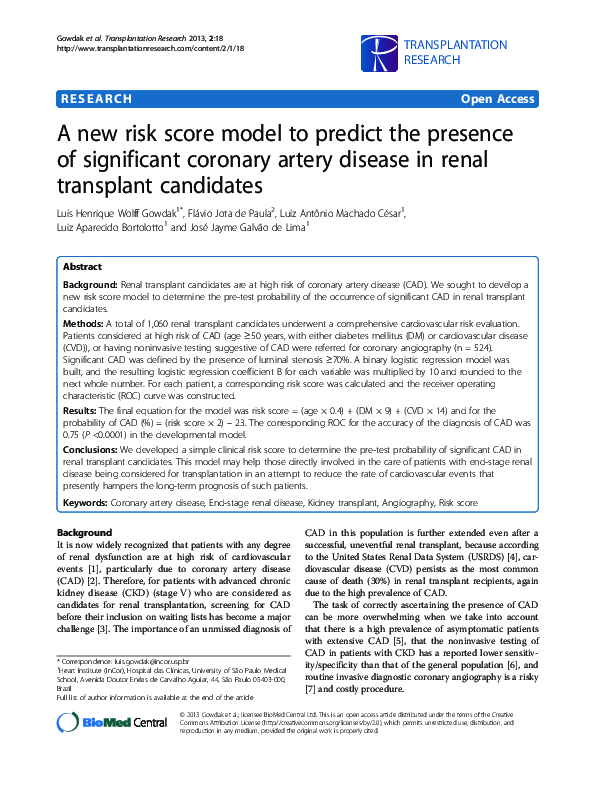 (PDF) A new risk score model to predict the presence of significant ...