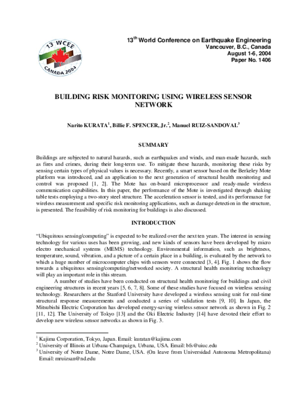 (PDF) Building risk monitoring using wireless sensor network
