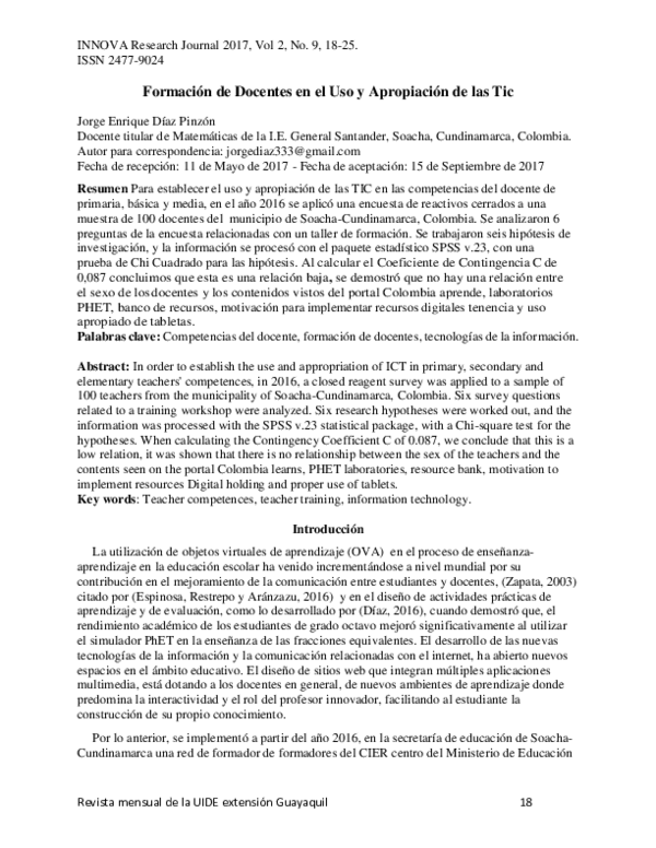 (PDF) Formación de Docentes en el Uso y Apropiación de las Tic