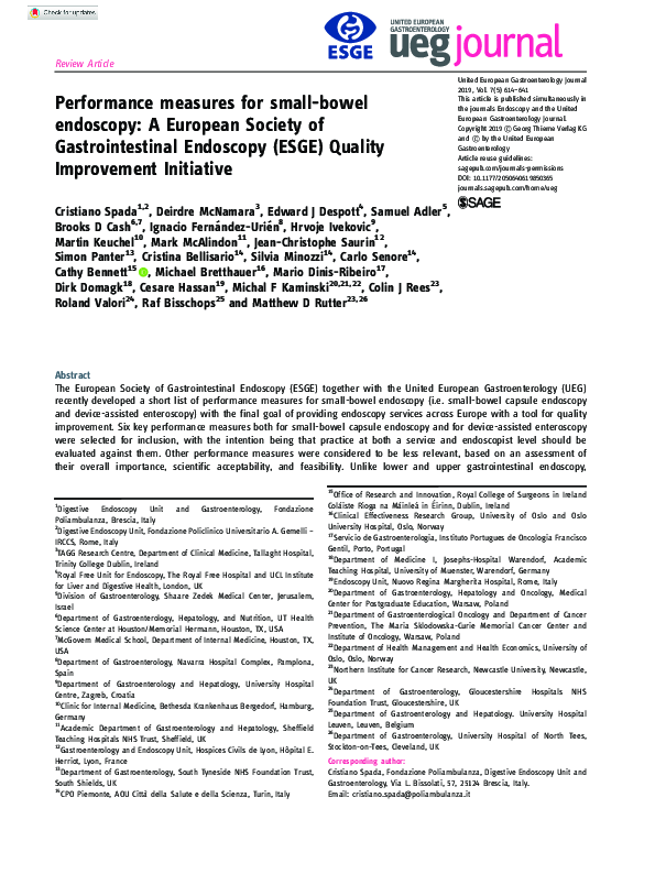 (PDF) Performance measures for small‐bowel endoscopy A European