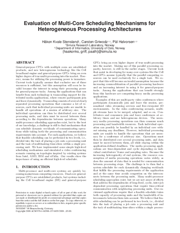(PDF) Evaluation of multi-core scheduling mechanisms for heterogeneous ...