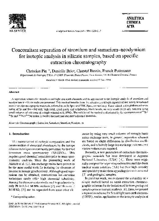 (PDF) Concomitant separation of strontium and samarium-neodymium for ...