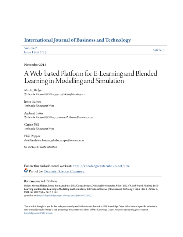 (PDF) A Web-based Platform for E-Learning and Blended Learning in ...