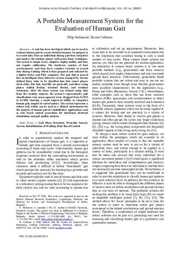 (PDF) A portable measurement system for the evaluation of human gait