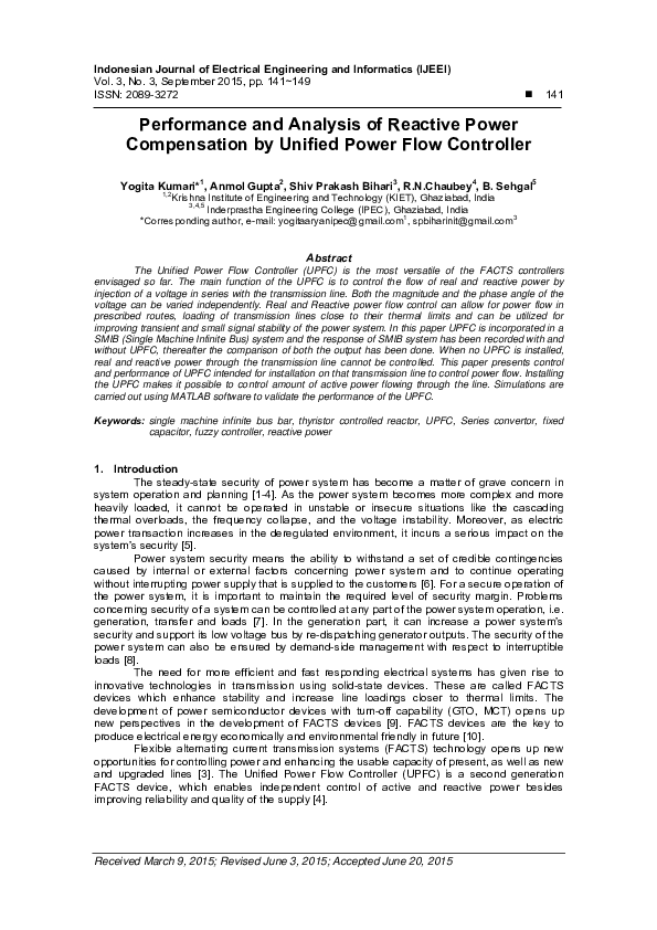 (PDF) Performance and Analysis of Reactive Power Compensation by ...