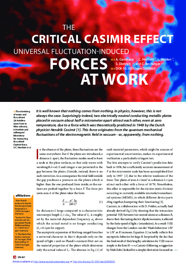 (PDF) The critical casimir effect universal fluctuation-induced forces ...