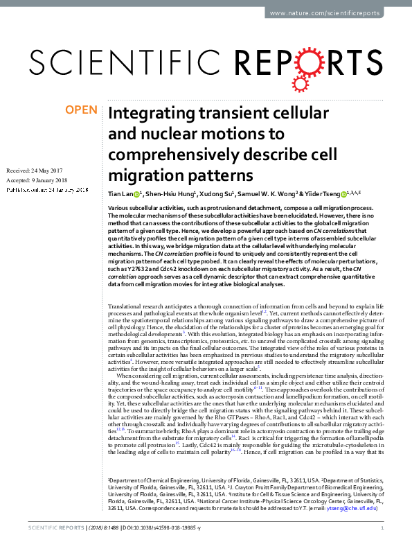 (PDF) Integrating transient cellular and nuclear motions to ...