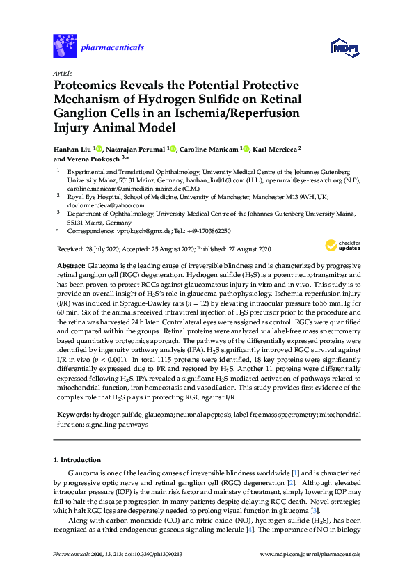 (PDF) Proteomics Reveals the Potential Protective Mechanism of Hydrogen ...
