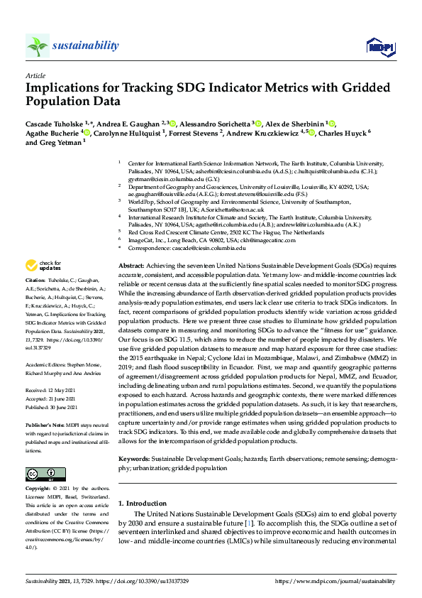 (PDF) Implications for Tracking SDG Indicator Metrics with Gridded ...