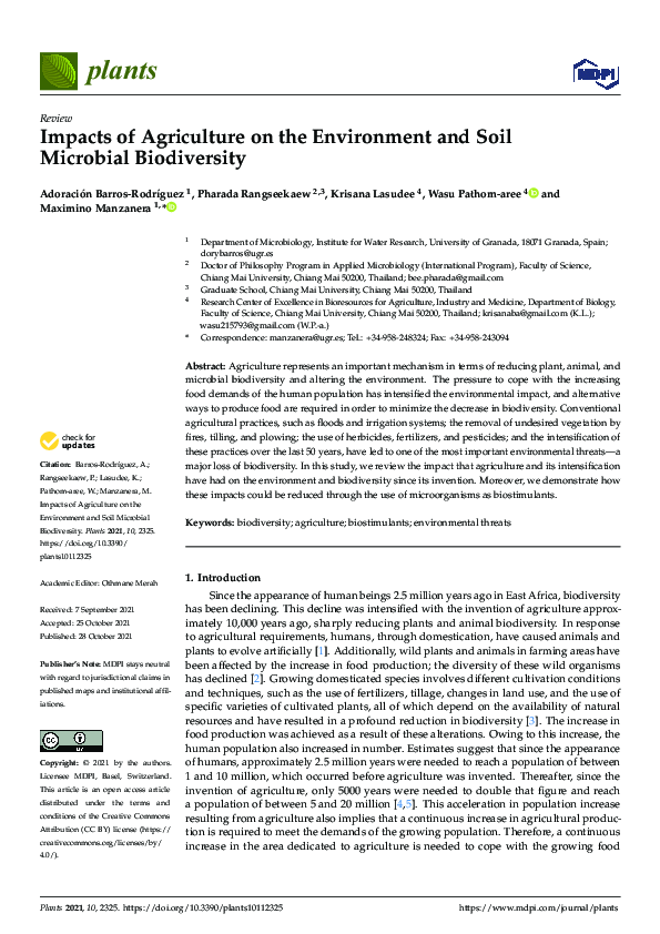 (PDF) Impacts of Agriculture on the Environment and Soil Microbial ...