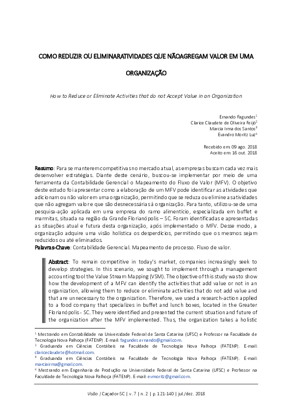 (PDF) Como reduzir ou eliminar atividades que não agregam valor em uma