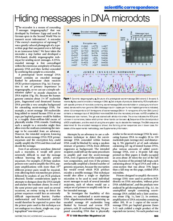 (PDF) Hiding messages in DNA microdots
