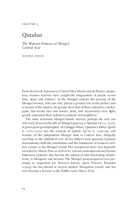 Biran 2020 Qutulun the Warrior Princess of central Asia