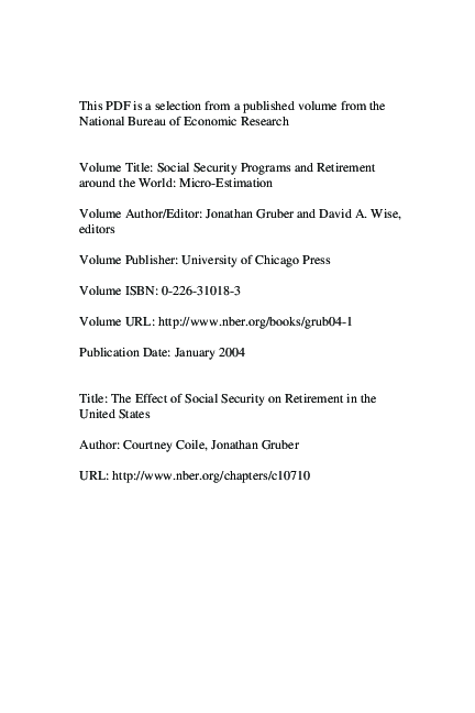 (PDF) The Effect of Social Security on Retirement in the United States