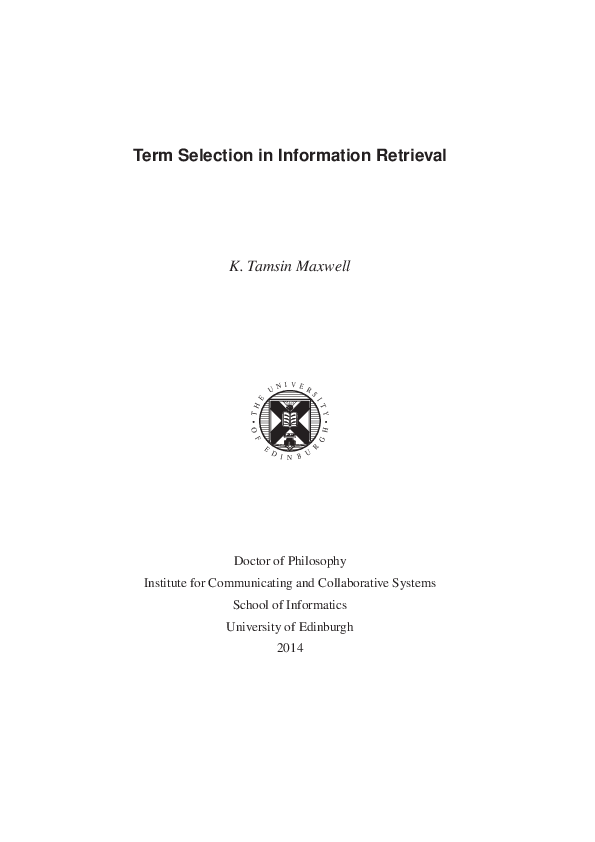 (PDF) PhD thesis: Term Selection in Information Retrieval