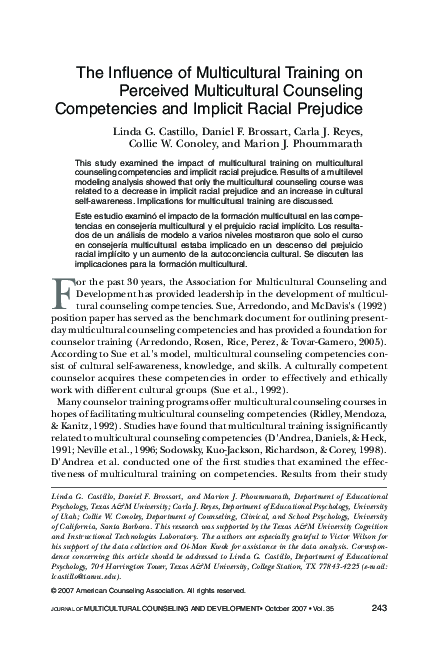 (PDF) The influence of multicultural training on perceived ...