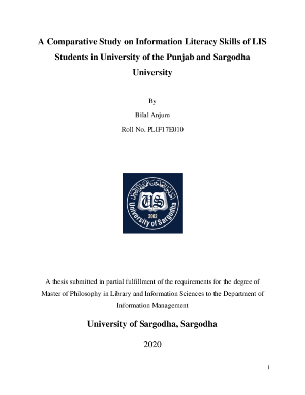 (PDF) A Comparative Study on Information Literacy Skills of LIS ...