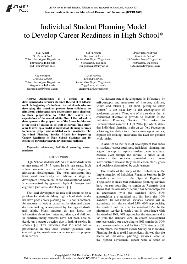(PDF) Individual Student Planning Model to Develop Career Readiness in ...