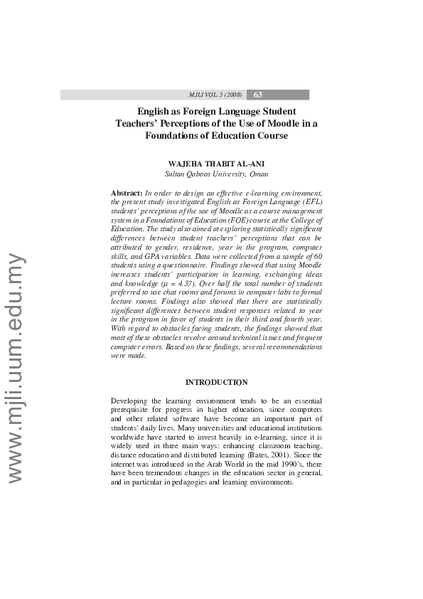 (PDF) English as Foreign Language Student Teachers’ Perceptions of the ...
