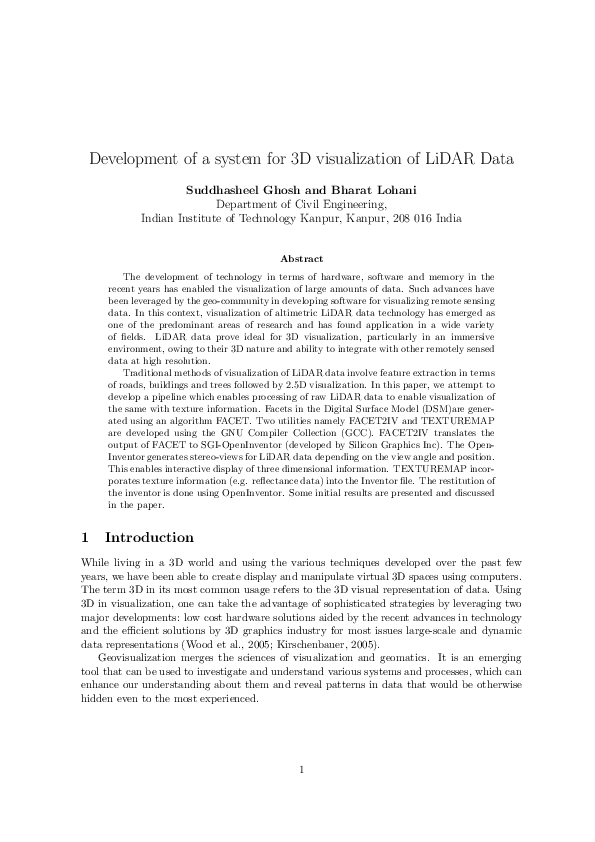 (PDF) Development of a system for 3D visualization of LiDAR Data
