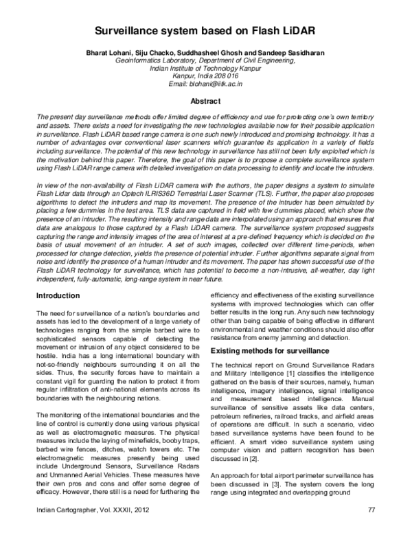 (PDF) Surveillance system based on Flash LiDAR