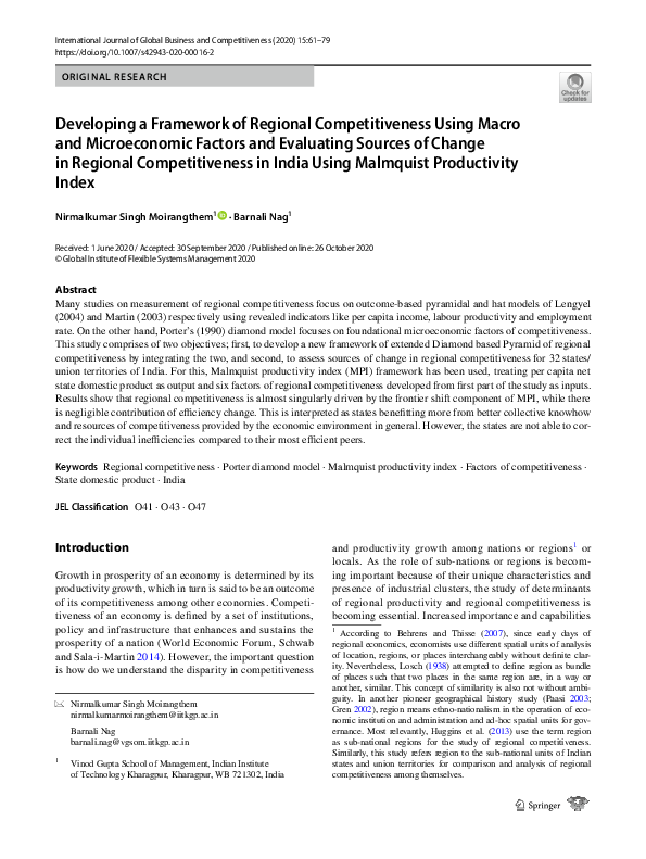 (PDF) Developing a Framework of Regional Competitiveness Using Macro ...