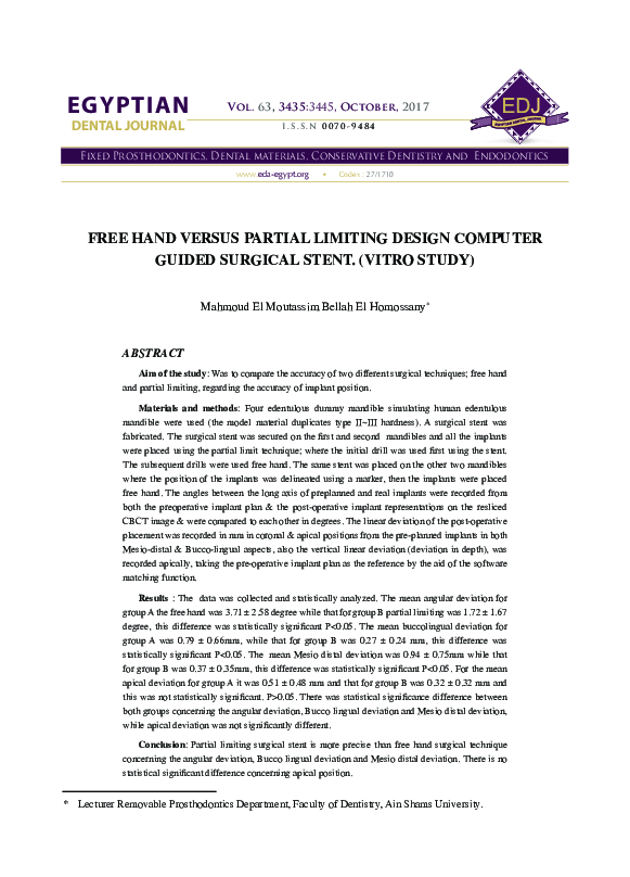 (PDF) Free Hand Versus Partial Limiting Design Computer Guided Surgical ...