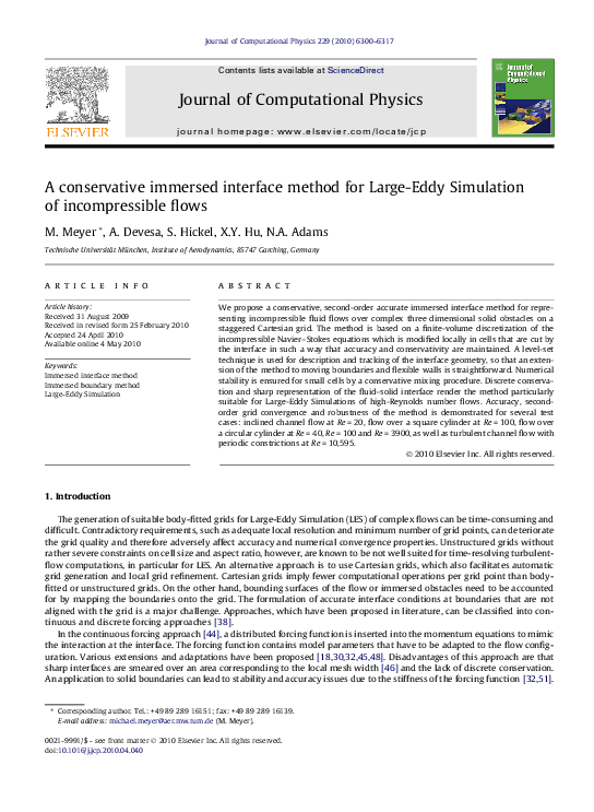 (PDF) A conservative immersed interface method for Large-Eddy ...