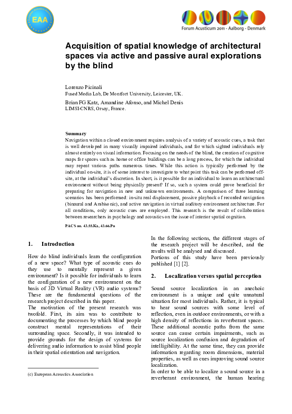 (PDF) Acquisition of spatial knowledge of architectural spaces via ...