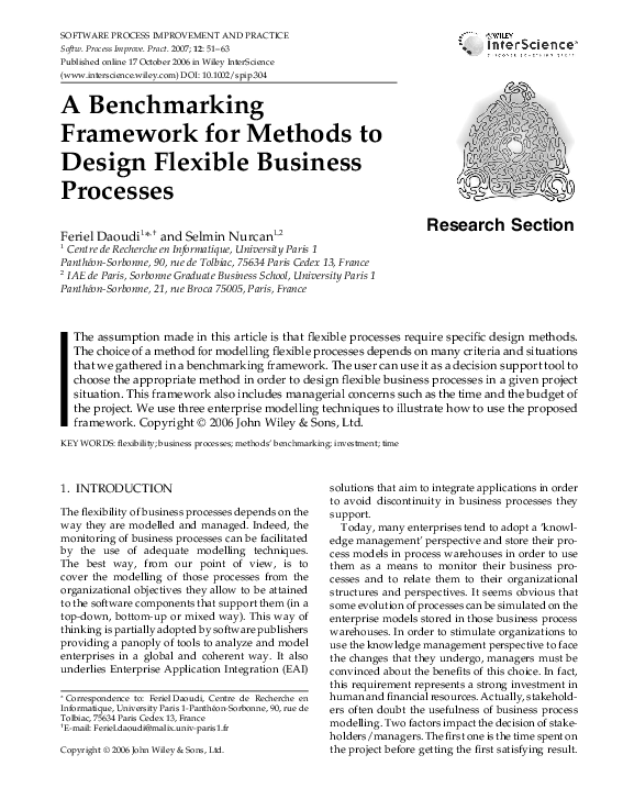 (PDF) A benchmarking framework for methods to design flexible business ...