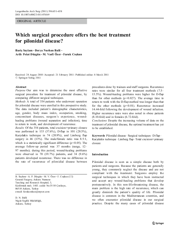(PDF) Which surgical procedure offers the best treatment for pilonidal ...