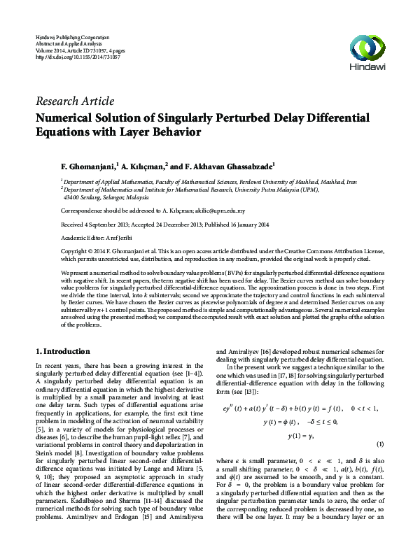 (PDF) Numerical Solution of Singularly Perturbed Delay Differential ...