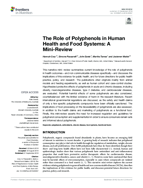 (PDF) The Role of Polyphenols in Human Health and Food Systems: A Mini ...