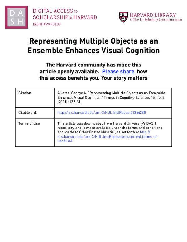 (PDF) Representing multiple objects as an ensemble enhances visual ...