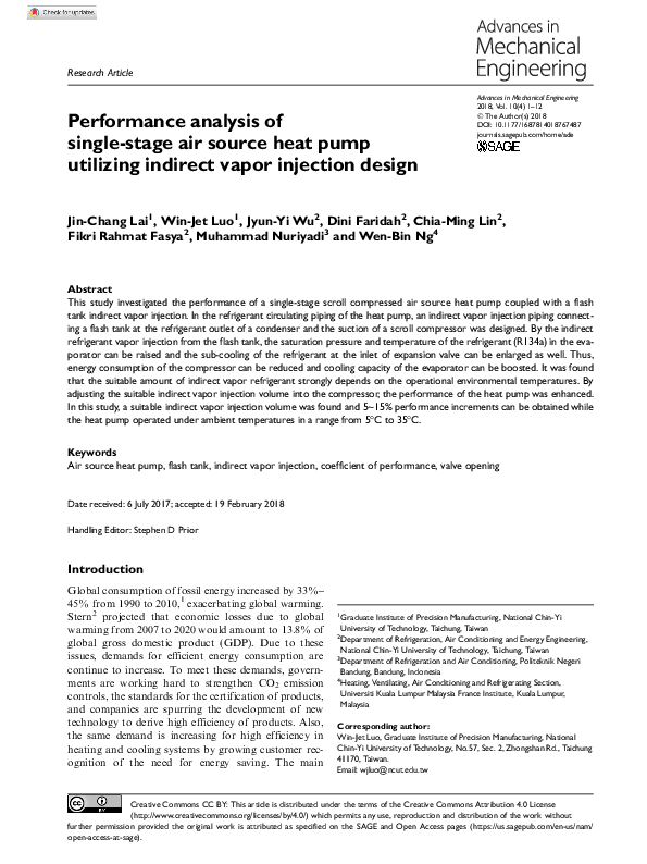 (PDF) Performance analysis of single-stage air source heat pump ...