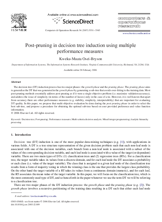 (PDF) Post-pruning in decision tree induction using multiple ...