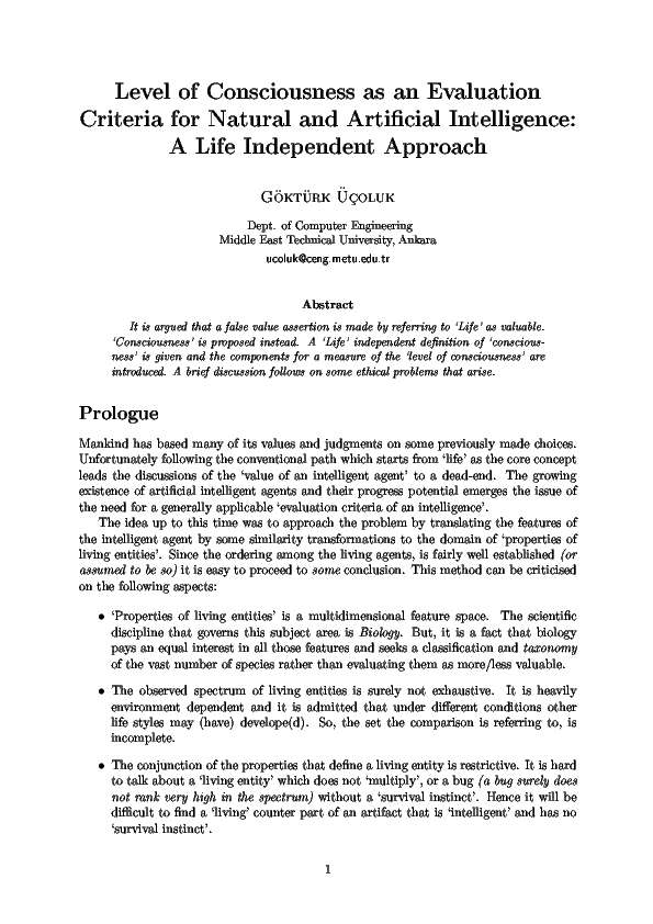 Image showcasing (PDF) Level of Consciousness as an Evaluation Criteria for Natural and ...
