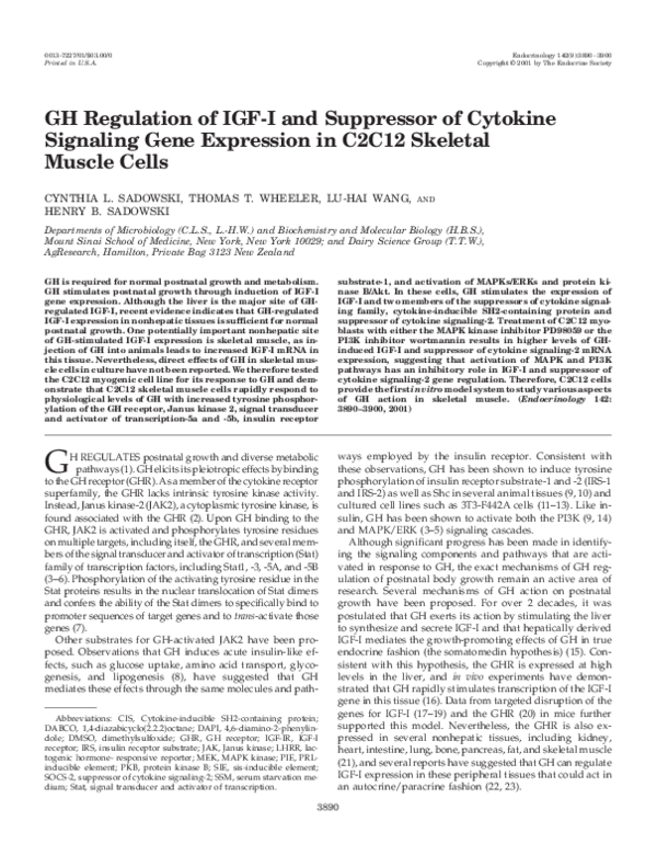 (PDF) GH Regulation of IGF-I and Suppressor of Cytokine Signaling Gene ...
