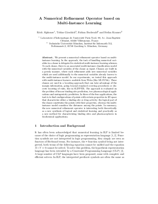 (PDF) A Numerical Refinement Operator Based on Multi-Instance Learning
