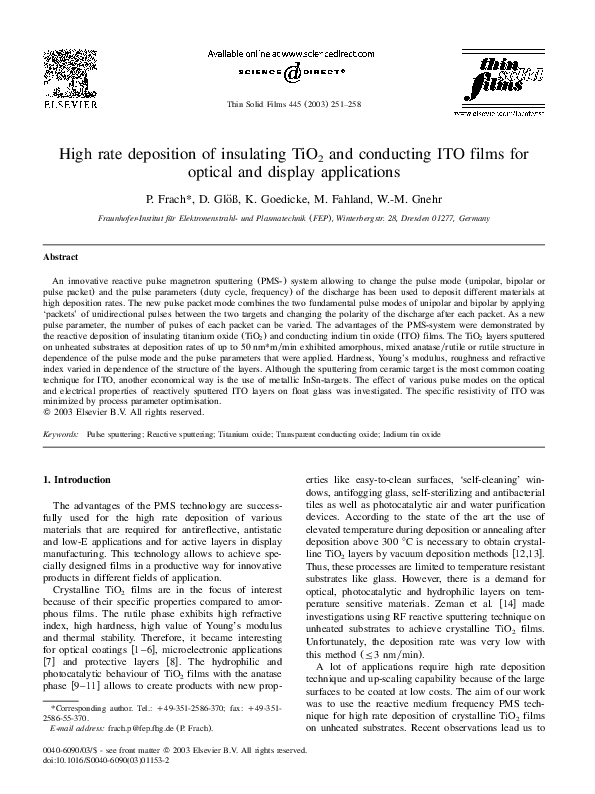(PDF) High rate deposition of insulating TiO2 and conducting ITO films ...
