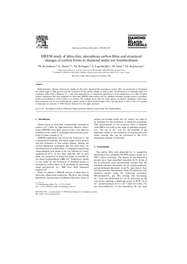 (PDF) HREM study of ultra-thin, amorphous carbon films and structural ...