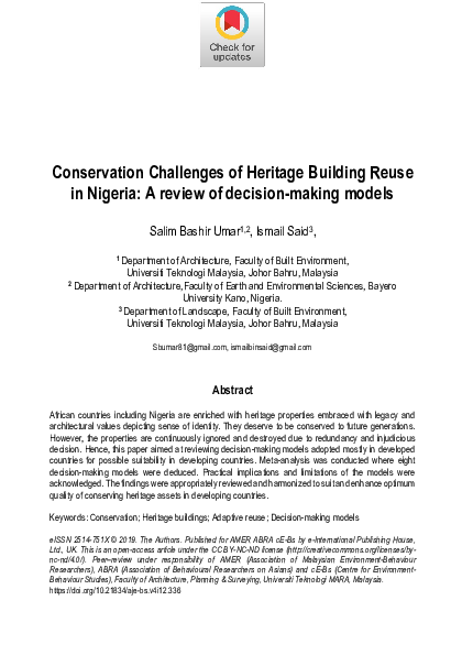 (PDF) Conservation Challenges of Heritage Building Reuse in Nigeria: A ...
