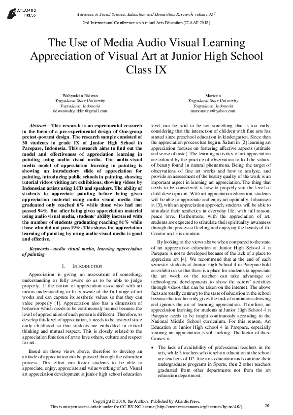 (PDF) The Use of Media Audio Visual Learning Appreciation of Visual Art ...