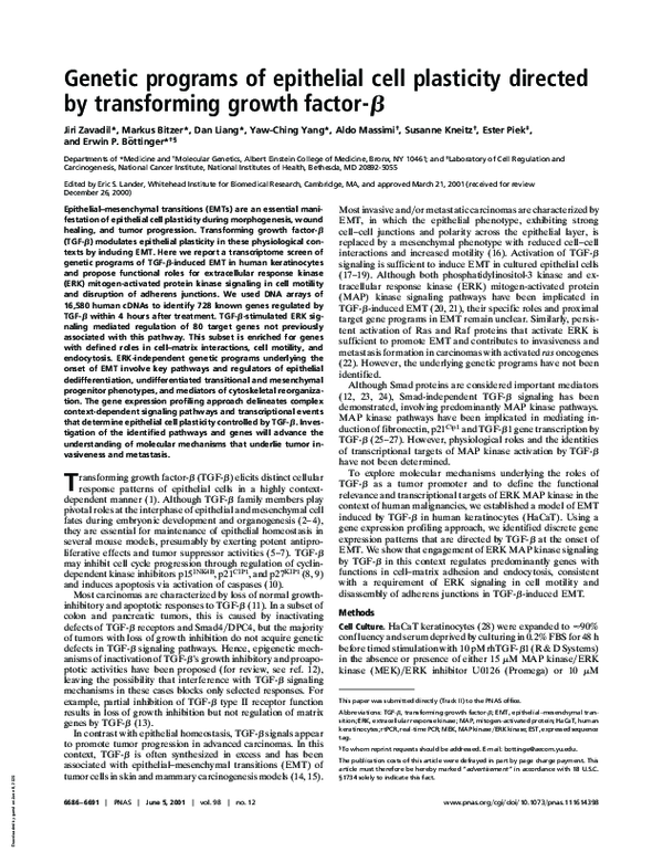 (PDF) Genetic programs of epithelial cell plasticity directed by ...